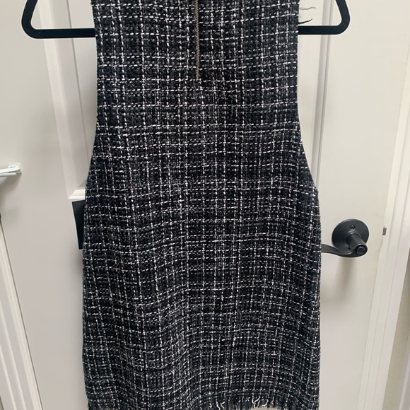 NWT Zara Black Tweed Leather Trim Dress Size S - Picture 4 of 6